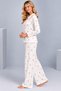Women's Floral Patterned Baby Collar Buttoned Long Sleeve Muslin Pajama Set - 3