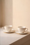 Alba Gold Edged Porcelain 2-Person Coffee Cup Set Wavy Fluted White Turkish Coffee Cup Set 100 ml - 7