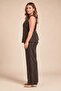 Velvet Buttoned Soft Textured Plus Size Vest Brown - 3