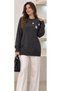 Women's stone detailed round neck stylish knit sweater - 5