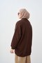 Women's Stone Embroidered Crew Neck Sweatshirt Brown - 4