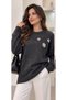 Women's stone detailed round neck stylish knit sweater