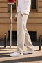 3 Threaded Side Piping Adjustable Bagg Men's Beige Sweatpants with Stopper on the Legs - 3