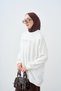 Women's Stone Embroidered Crew Neck Sweatshirt Ecru - 4