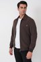 Slim Fit Front Zippered Skirt with Ribbed Sleeves and Flexible Brown Coat Mt 184 - 4