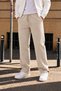 3 Threaded Side Piping Adjustable Bagg Men's Beige Sweatpants with Stopper on the Legs