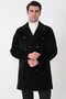 Comfort Fit Woolen Black Double-Breasted Coat with Side Pockets Ka 096 - 3