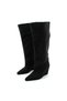Brunella Women's Pointed Toe Black Suede Wedge Heel Boots - 6