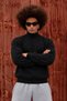 Men's Full Turtleneck Oversize Black Knitwear Sweater - 5