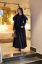Side-Zipper Wide Collar Denim Gilet Set -1298 - Navy Blue - 2