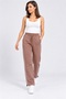 Women's Baggy Brown Sweatpants with Side Piping and 3-Strand Rastered Stopper Legs - 5