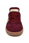 Women's Retro Suede Lace-Up Casual Sneaker Sports Shoes - Burgundy Beige - 5