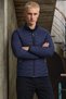 Men's Stand Collar Zippered Navy Blue Puffer Jacket - 5