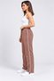 Women's Baggy Brown Sweatpants with Side Piping and 3-Strand Rastered Stopper Legs - 4