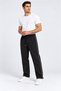 Loose Fit Comfortable 3-Thread Fabric with Stopper and Side Piping Baggy Men's Black Sweatpants - 8