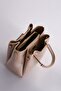 Gold Detailed Hand and Shoulder Bag Beige - 4