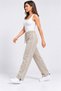 Women's Baggy Beige Women's Sweatpants with Side Piping and 3-Thread Rastered Stopper Legs - 6