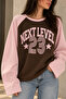 Women's Oversize Raglan Sleeve Printed Crew Neck Long Sleeve Modal Sweatshirt