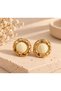 Women's Gold Cream Detailed Round Earrings – Vintage Stylish Design