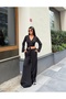 Women's Black Double-Breasted Collar Elastic Waist Blouse and Pants Two-Piece Set