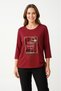 Women's Plus Size Lycra Crew Neck Stone Printed Three Quarter Sleeve Cotton Soft T-Shirt Mom Blouse