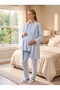 New Season Blue Jacquard Shawl Collar Winter Buttoned Breastfeeding-Friendly Design Long Sleeve Maternity Pajama Set - 5