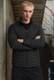 Men's Stand Collar Zippered Black Puffer Jacket - 5