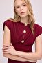Draped Dress with Gold Button Detail - 2