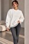 Lace Detailed 3 Thread Embroidered Women's Sweatshirt My3535 - 2