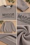 Brown Boy's Text Printed Crew Neck Ribbed Long Sleeve Sweatshirt 24965 - 2
