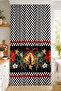 New Year's Bell and Pine Branch Flower Patterned Digital Printed Single Wing Background Curtain (with Throw Pillow Gift) - 2
