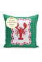 Plaid Patterned Digital Printed Single Wing Background Curtain with Lobster Figure Modern Kitchen and Living Room (Throw Pillow He - 4