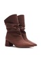 Women's Pointed Toe Bellows Thick Heeled Suede Look Boots