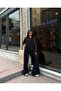 Women's Black Zippered Stripe Detailed Oversize Two-Piece Set