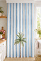 Digital Printed Single Panel Curtain with Palm Tree Figure and Blue Stripes (Includes Throw Pillow as a Gift) - 2