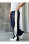 Striped detail baggy tracksuit w navy blue
