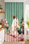 Digital Printed Single Wing Background Curtain with Parrot, White Horse and Floral Still Life Pattern (Throw Pillow Gift) - 2