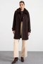 Detachable Fur Punto Stitching Detailed Exclusive Large Size Coat Brown 3199 - 2