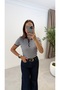 Polo Collar Striped Short Sleeve Knit Sweater - 3