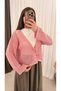 Tied Knit Cardigan - Ers - Pink - 3