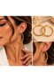 Women's Gold Bead Detailed Large Hoop Earrings – Modern Stylish Design - 2