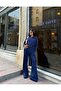 Women's Navy Blue Zippered Stripe Detailed Oversize Two-Piece Set - 4