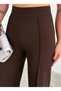 Women's Lycra Knitted Crepe Pocketless High Waist Self-Belted Zipperless Hijab Palazzo Trousers - 2