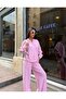 Women's Pink Zippered Stripe Detailed Oversize Two-Piece Set - 5