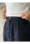 Chenille Fabric Baggy Trousers t Navy Blue - 5