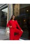 Women's Red Zippered Stripe Detailed Oversize Two-Piece Set - 3