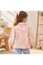 Girl's Floral Patterned Natural Raw Fabric Seasonal Jacket – Spring Jacket with Buttoned Pockets - 2