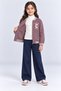 Girl's Zippered College Jacket with Pockets and Embroidery Detail Long Sleeve Sweatshirt Ak26690 - 3