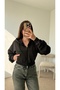 Hooded Zippered Crop Sweat Jacket - Anthracite