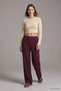 Elastic Waist Trousers with Grass Detail 3214A Plum - 3